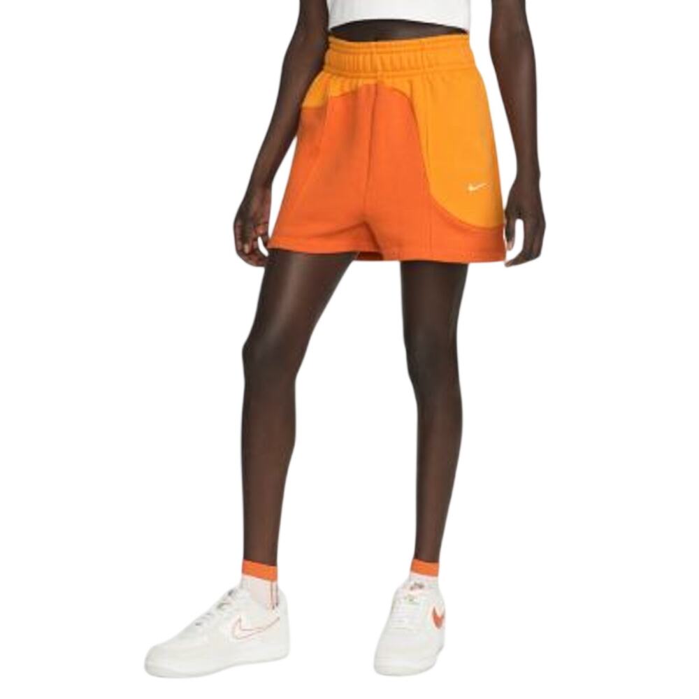 Nike Vibrant Orange Sportswear Color Clash Fleece Shorts Size XL